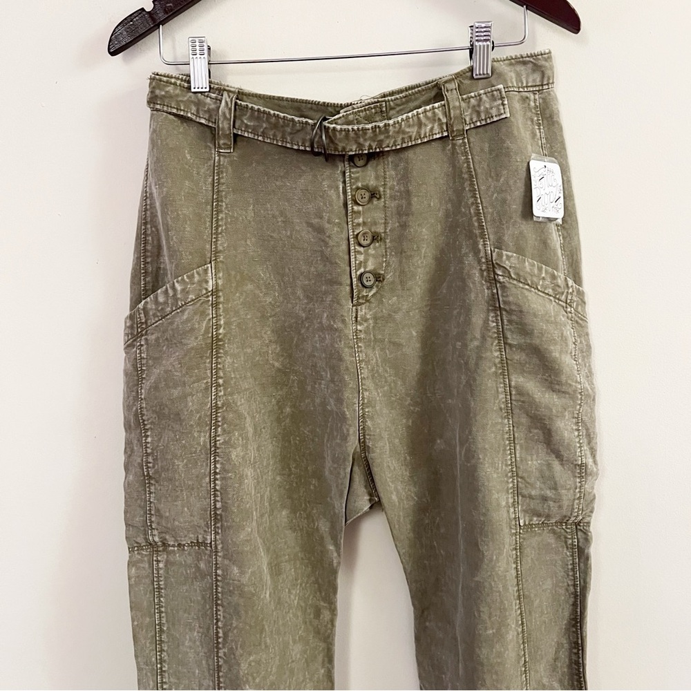 Free People Women’s Desert Days Harem Utility Pants Lightweight Green Size 6 NEW - Picture 4 of 11
